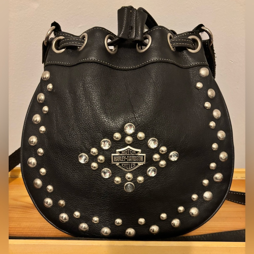 Harley-Davidson Black Crossbody Bag with Silver Accents
